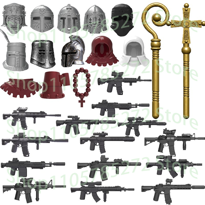 3D Printing Lego Bricks - 3D-gedruckte Mittelalterliche Militär-Bausteine Ritterfigur Zubehör Helm
